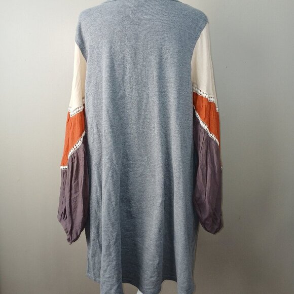 UMGEE TSHIRT KNIT DRESS WITH BALLON SLEEVE COLOR BLOCKING SIZE LARGE - Picture 2 of 7